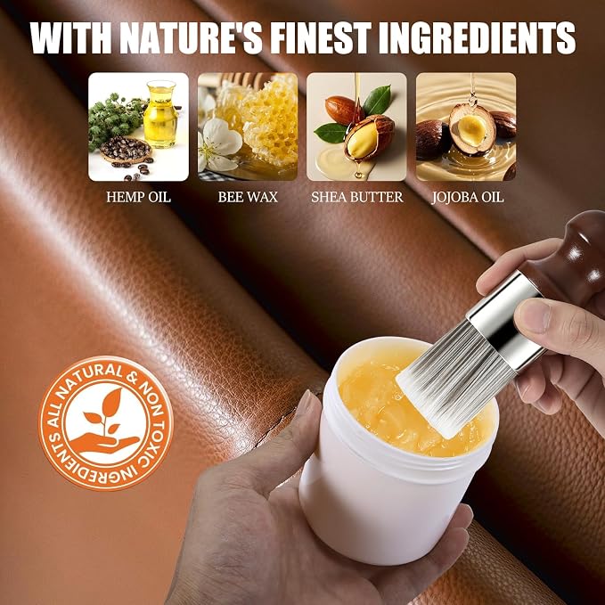 LUXGROVE® Leather & Furniture Repair Salve- Polisher, Leather Cleaner & Conditioner to Soften, Protect & Restore Leathercraft, Leathers Soap for Car Seat, Couch, Shoe, Purse, Boot & Saddles - 4oz