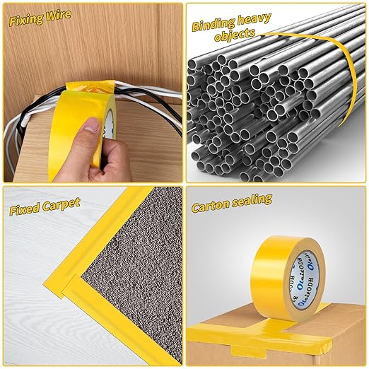Oleitodh 12 Pack Yellow Duct Tape Heavy Duty,8.3 Mil Thickness,2 Inches x 60 Yards,Strong Industrial Strength,Flexible,No Residue,Waterproof and Tear by Hand,Multi-Use for Indoor & Outdoor Repairs