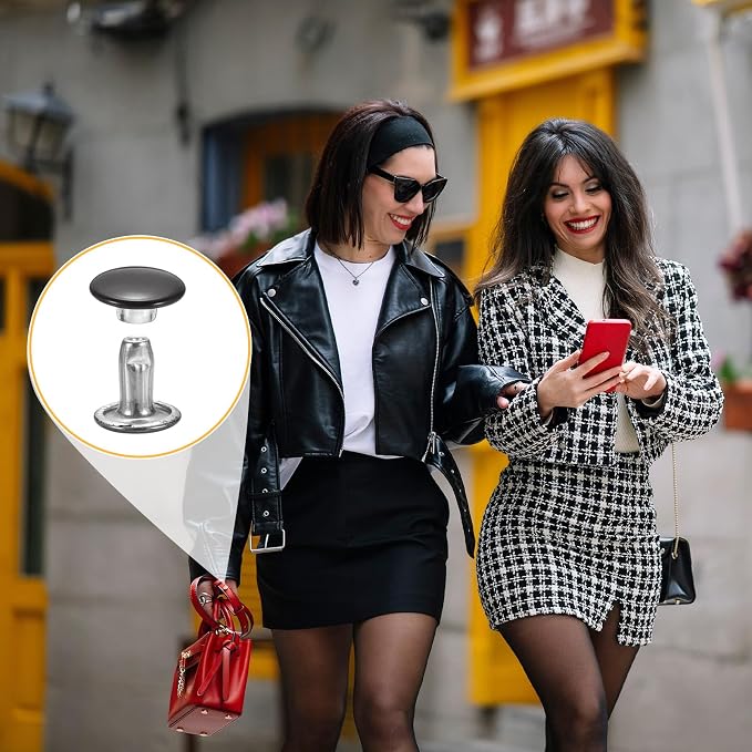 uxcell 120Set Leather Rivets, 8mm Double Cap Rivet Tubular Metal Studs Repairs Decoration Craft Accessories for Repair Decorate Leather Craft Belt Bag Shoes Purse Belts, Black