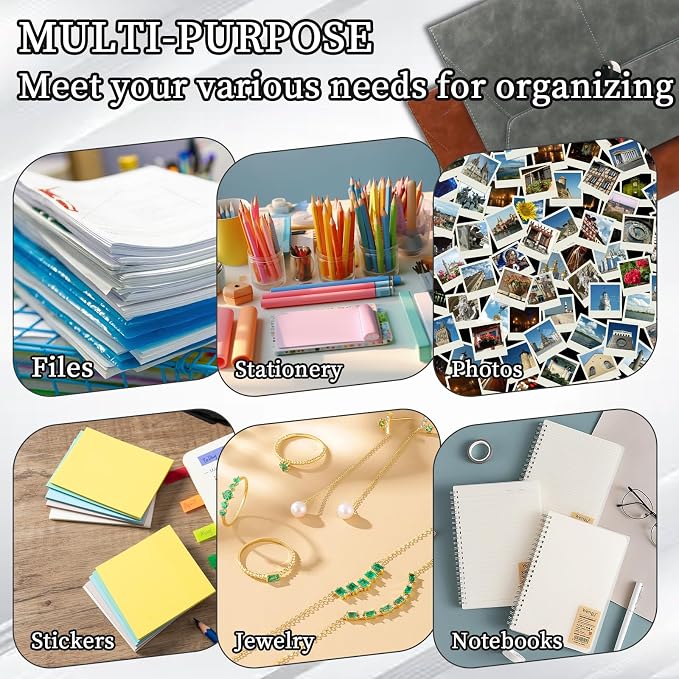 MultiBey PU Leather A4 Document Holder File Organizer with Snap Closure, Waterproof/Water‑Resistant A4 & Letter Size Envelope Folder 13 x 9.5 in - Holds up to 100 Sheets (Elegant Grey)