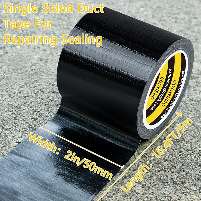 Strong Adhesive Cloth Weather Stripping Tape 2in x 16.4FT Black - Weather Sealing Strip for Sliding Windows/Doors, Draft Blocker & Insulation, Soundproof Dustproof Waterproof Windproof