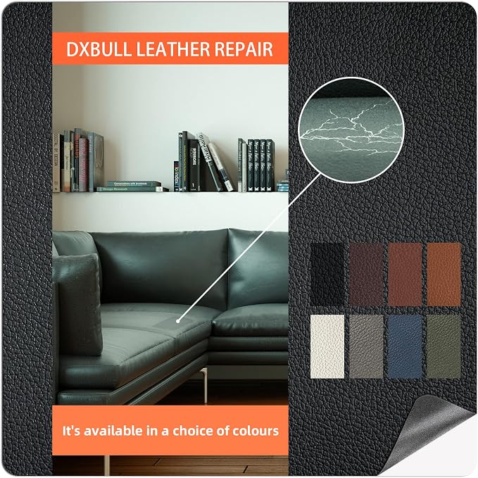 DXBULL Large Leather Repair Kit Self Adhesive Leather Tape Waterproof, DIY Leather Patch for Couches Car Seats Furniture Kitchen Cabinets Wall 23.6 x 78.7 inch (Black)