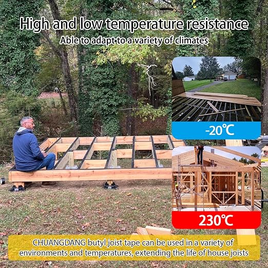 Black Joist Tape for Decking,2inx50ft,4-Pack,Joist Deck Butyl Tape for Joist, Roofs Beams,RV,Doors, and Fences,Waterproof Butyl Joist Tapes,Anti-Corrosion,Weather-Resistan
