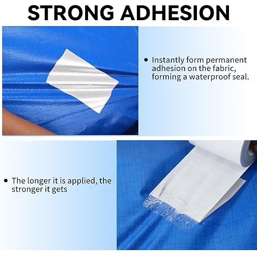RV Awning Repair Tape: 3" x 30FT White Fabric Heavy Duty Waterproof Patch Kit for Sail Tent Boat Cover Outdoor Repair