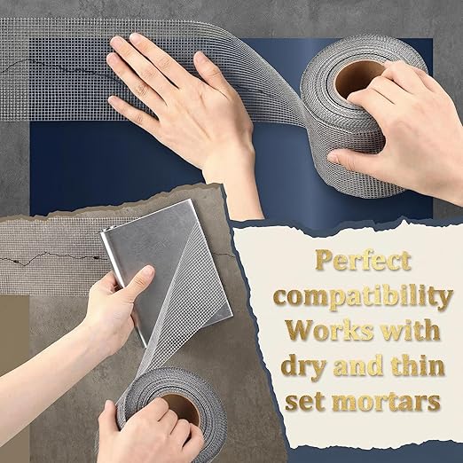 150 ft x 4 Inch Cement Board Joint Tape Self Adhesive Durable Gray Fiberglass Mesh Drywall Mesh Repair Tape for Cement Board Joints Repairing, Sealing and Strengthening
