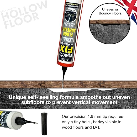 Floor-Fix Pro Injectafix Tile Repair Kit – Extra Strength Tile Adhesive for Loose & Hollow Floor Tiles, Wood, Laminate & LVT – Injection Repair Glue with Stainless Steel Precision Tip 10.1 fl oz (4)