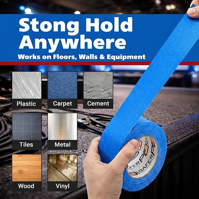 Gaffer Power Electric Blue Gaffer Tape 2” x 30 Yards – No Residue, Made in USA, Professional Grade, Non-Reflective Matte Cloth Tape for Stage, Photography & Cable Management
