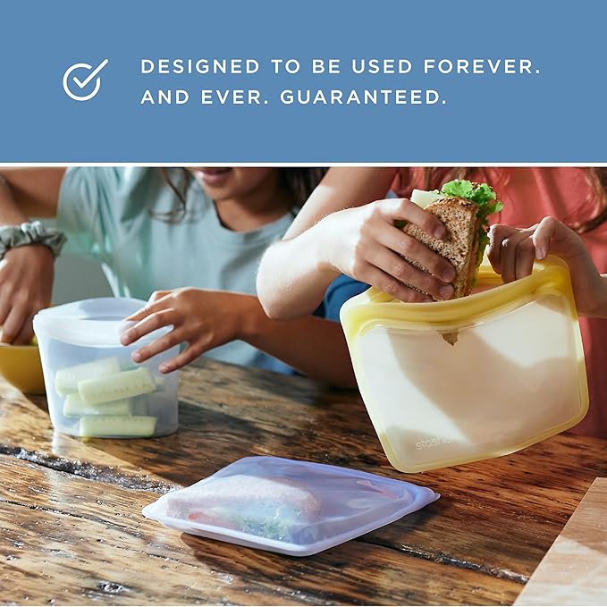 Stasher Silicone Reusable Food Storage Bags, 5-Pack, Reusable Freezer Bags, Microwave, Dishwasher, Oven Safe, Sous Vide, Premium Lunch Containers, Eco Friendly, Food-safe Silicone Snack Bag, Tie Dye | Reusable Food Bag
