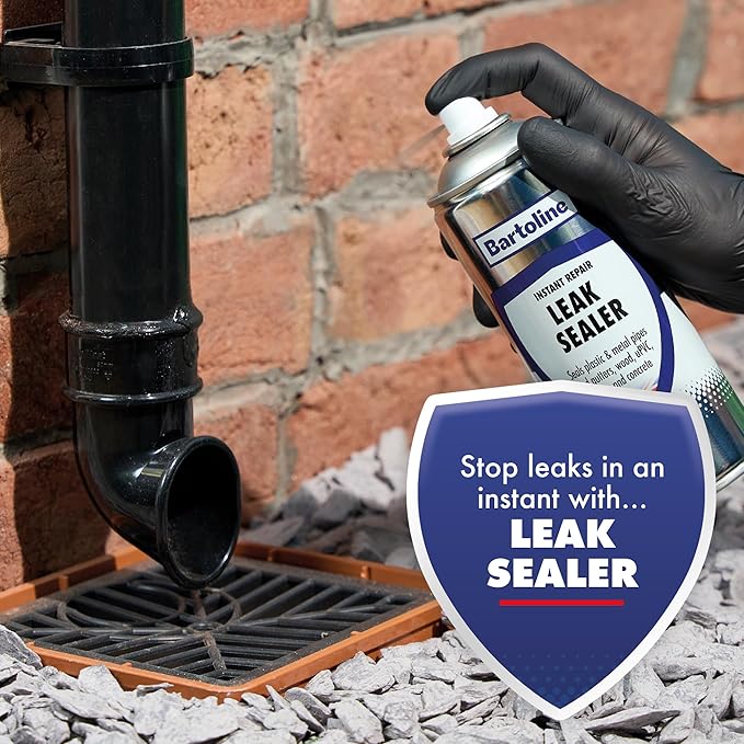 Bartoline Leak Sealer Spray, Black, 13.5 oz [3 Pack] - Instant Waterproof Sealant for Pipes, Gutters, Roofs, Cracks & More Weatherproof, Durable & Overpaintable - 400 ml