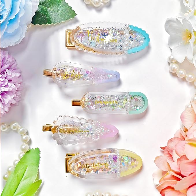 Hair Clips Resin Shaker Molds Set Barrette Pack of 12 Epoxy Silicone Trays Precision Tip Applicator Bottle Kit Bundle