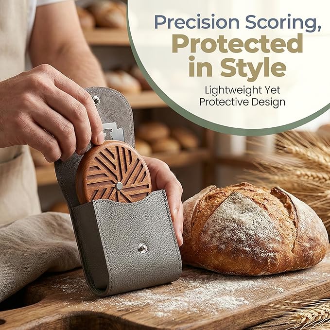 Crafted Rose Wood Bread Lame Slashing Tool, Dough Scoring Knife with 10 Razor Blades and Storage Cover, Dough Scoring Knife, Lame Bread Tool for Sourdough Bread Slashing