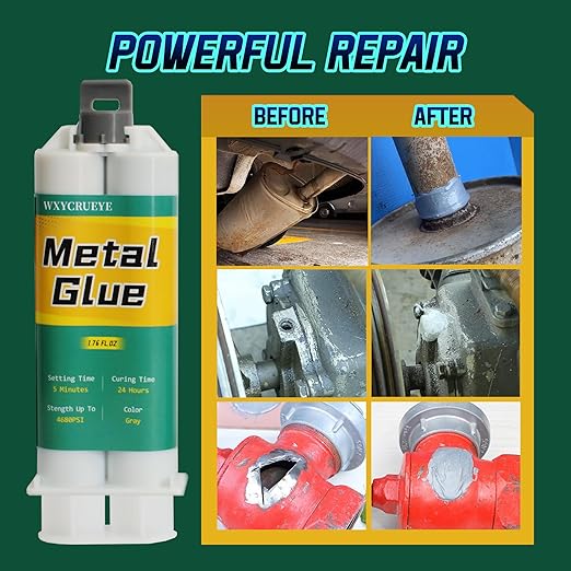Metal Repair Glue, Muffler Repair kit, Epoxy Adhesive, Liquid Weld for Metal, for Stainless Steel, Plastics, Aluminum, Welding Metals to Metals Glue, high Strength，Heat and Water