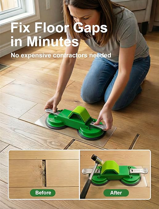 PlayMoon Floor Gap Fixer Tool, Heavy Duty Dual Suction Cup Floor Gap Repair Tool with Metal Levers for Laminate Flooring Engineered Hardwood and Vinyl Plank