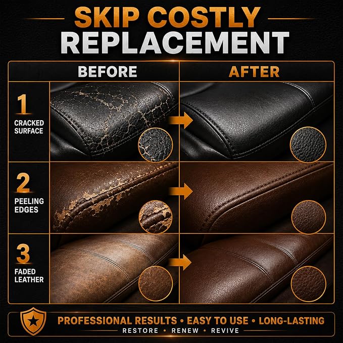 Leather Repair Kit, 10 Colors Vinyl Repair Kit, with Detailed Instructions, Professional Repair Leather Scratch, Tear, Hole, Peeling, Ideal for Car Seats and Furniture, Sofa, Jacket, Shoes, Purse