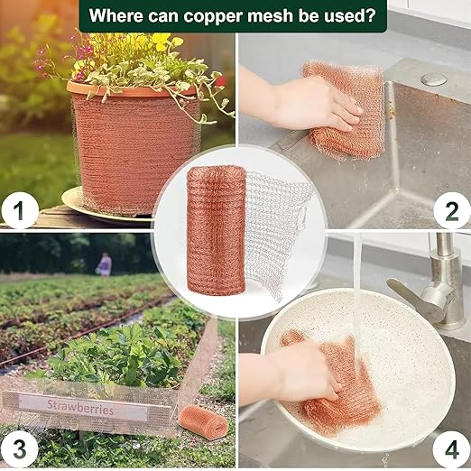 Copper Mesh Roll – 5 in x 20 ft Rodent & Pest Control Hole Filler for Gaps and Cracks – Gloves & Tools Included