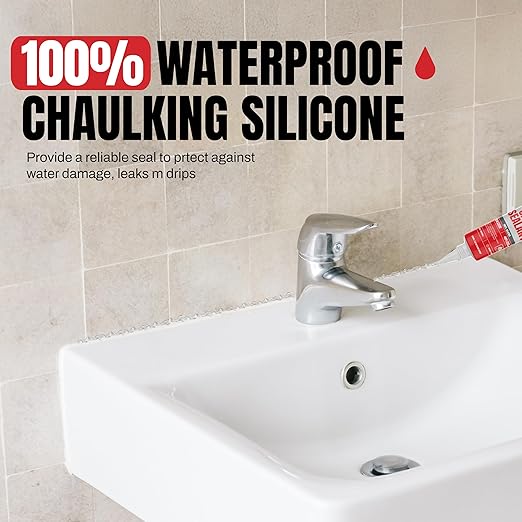 GH1200 150 ML/5 FL Oz Silicone Caulk Clear Silicone Sealant Waterproof, Kitchen & Bathroom Caulk - Shrink & Crack Proof - Indoor & Outdoor Use Silicone Glue - Strong Caulking Formula Tube