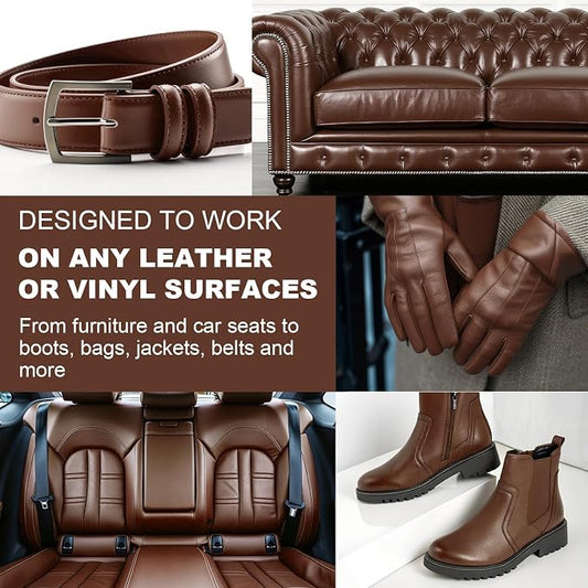 STARTSO WORLD Leather Recoloring Balm, Medium Brown Repair Kit for Furniture, Leather Dye, Color Restorer for Couches, Couch Paint | Repair, Restore & Renew Old, Faded Surfaces