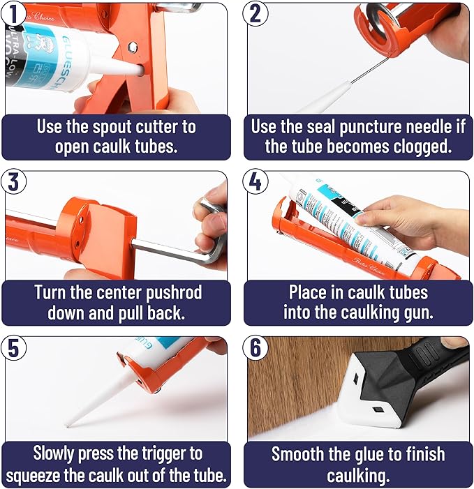 Bates- Caulk Gun Kit, 10:1 Thrust Ratio, Caulking Gun, Caulk Remover Tool, 2 Inch Stainless Steel Putty Knife Scraper, Finishing, Smoothing & Grout Removal Tool, Caulking Tool Kit