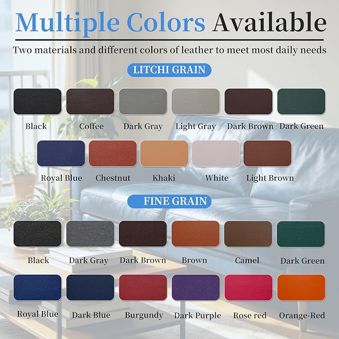 Fadoub Leather Repair Patch Tape Self-Adhesive, 8x11In Heavy Duty Vinyl Patch, Leather Repair Kit for Furniture, Sofa, Couch, Office Chair, Car Seat, Car Interior(Khaki)