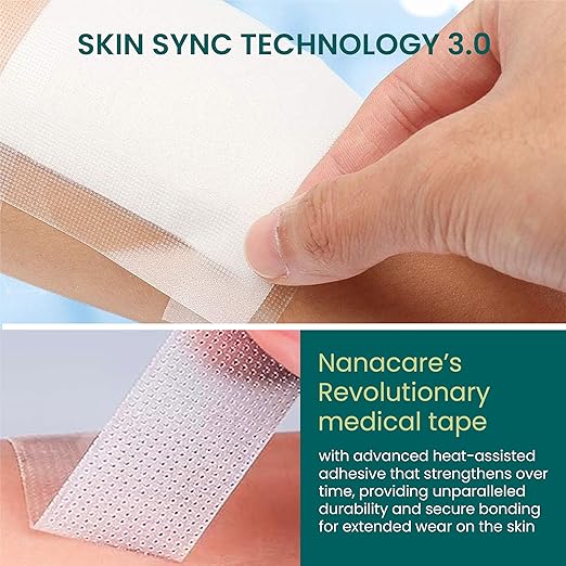 NanaCare Clear Medical Tape Waterproof, 4 Rolls- 1 inch x 10 yds + 10 pc Gauze Pads - Hypoallergenic Surgical Tape for Wound Care, Dressings & Face, First Aid Waterproof Bandage for Sensitive Skin