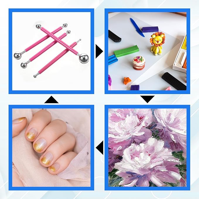 4 Pcs Caulking Ball Tool Kit Double Ended Dotting Tools Joint Grout Repair Metal Embossing Clay Tools for Tile Finishing DIY Crafts