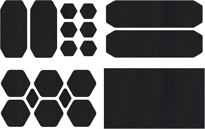 GEAR AID Tenacious Tape Repair Patches – Peel-and-Stick Nylon Gear Patches for Jackets, Tents, Sleeping Bags, Backpacks, and Outdoor Gear – Fix Rips, Tears, and Holes, 19 Various Sizes, Black