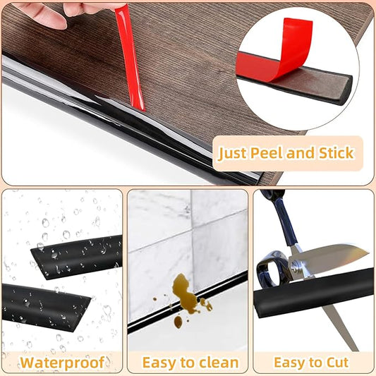 22Ft Black Peel and Stick Trim Molding, Premium Self-Adhesive Wall Trim for Tile Edges, Furniture Accent, and Kitchen Backsplash Decor in Black (5 Colors)
