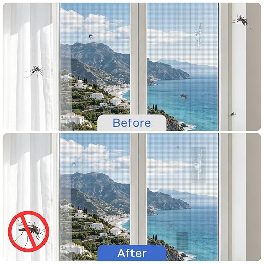 Window Screen Repair Tape 2 in x 20 FT Fiberglass Strong Adhesive Screen Patch, Waterproof Mesh Repair Kit for Window & Door Screen Holes Tears - Gray