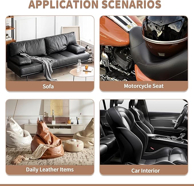 ONine Leather Repair Patch，Self-Adhesive Couch Patch，Multicolor Available Scratch Leather 8X11 Inch Peel and Stick for Sofas, Car Seats Hand Bags Jackets(Ink Black)