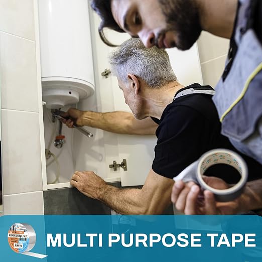 Air 360 Aluminum Foil Tape 2 Inch x 210 FT - HVAC Foil Tape for Ductwork, Dryer Vent, AC & Pipe Insulation - Heavy Duty High Temp Heat Resistant Metal Duct Tape, Waterproof Aluminum HVAC Tape