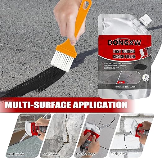 Asphalt Crack Filler and Sealant, 2Packs High Elasticity Concrete Crack Filler, Waterproof Driveway Crack Filler Cement Crack Repair, Flexible Caulking Glue Sealing Horizontal Cracks, Black