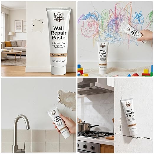 Spackle Wall Repair Paste Tube Putty,Filler Nail Hole Drywall Patch Kit–2 Pack 250g (500g Total) Zero VOC Odorless Wall Filler,Fast Drying Paintable Compound for Cracks and Holes