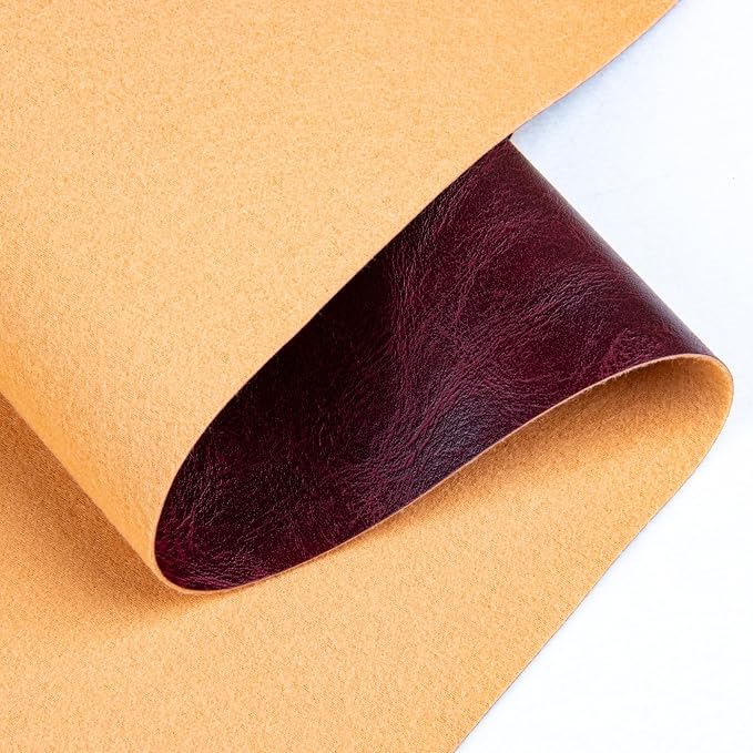 Faux Leather Fabric Sheet, 36 x 54 Inches, Texture Synthetic Material for DIY Crafts, Leather earings,Upholstery, Automotive, Sofa Projects Individual 1 Yard Cut (Burgundy, One Yard)