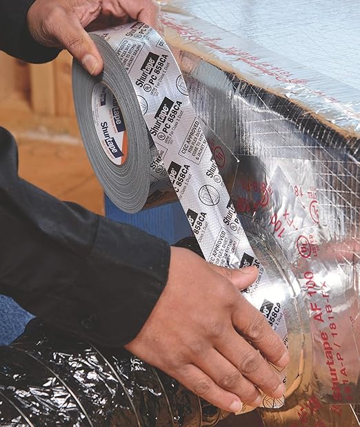 Duck Brand HVAC Duct Sealing Tape, Silver, 1.88 Inches x 30 Yards, 1 Roll (1404523)