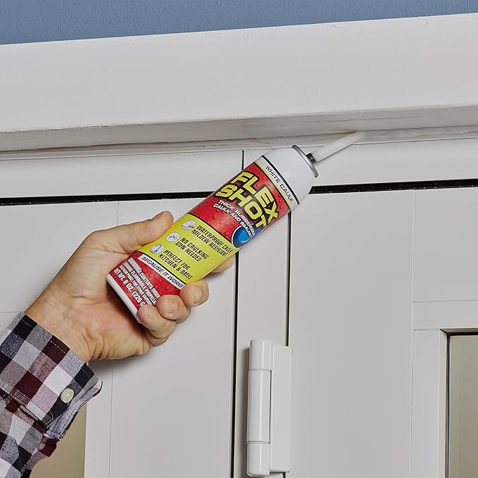 Flex Shot Rubber Adhesive Sealant Caulk, 8-oz, White