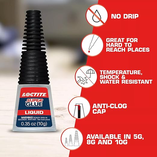 Loctite Super Glue Liquid Longneck Bottle, 10g Bottle (Pack of 1) Instant Adhesive for Plastic, Wood & Metal, Clear Superglue with Extra Long Precision Nozzle, Quick‑Dry Formula