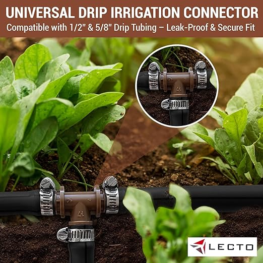 LECTO Universal 5/8", 1/2", .700" Drip Line Repair Kit – Tee, 3