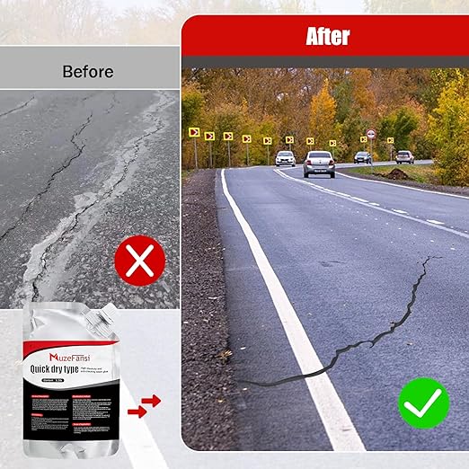 Asphalt Crack Filler, Crack Repair Sealant, Driveway Crack Sealer for Asphalt & Blacktop, Fast-Drying, Weather-Resistant, Easy to Apply Pavement Repair Sealant(4 Pcs,4.4LB)
