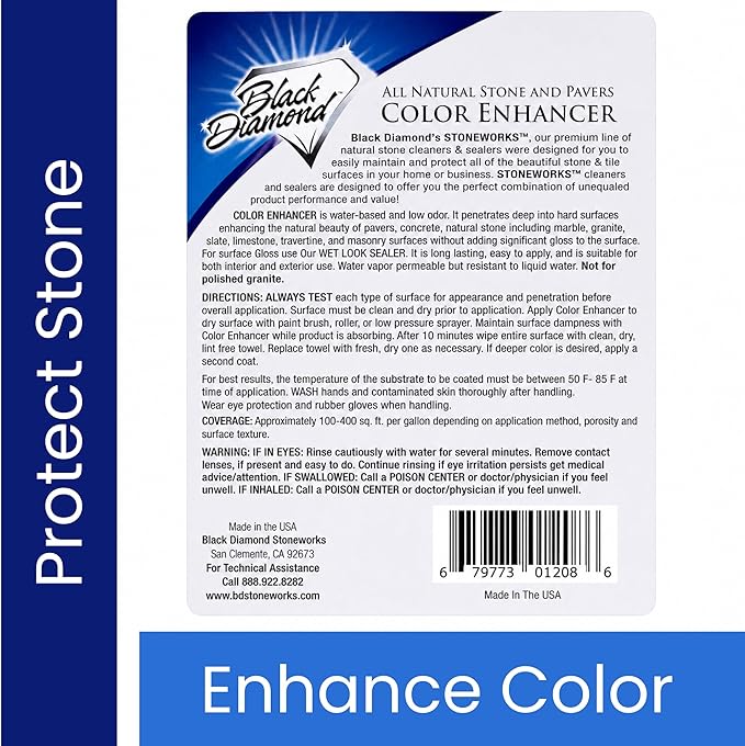 Color Enhancer Sealer for All-Natural Stone and Pavers. Marble, Travertine, Limestone, Granite, Slate, Concrete, Grout, Brick, Block. (1-Quart)