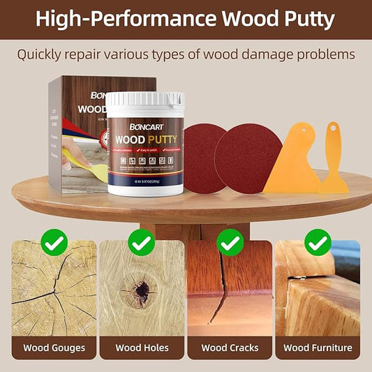 BONCART Mahogany Wood Filler,Paintable, Stainable, Sandable, Wood Putty can Quickly Repair Holes, Cracks, Chips, Damage, and Scorched Areas of Wooden Furniture