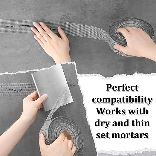 350 ft x 2 Inch Cement Board Joint Tape Self Adhesive Durable Gray Fiberglass Mesh Drywall Mesh Repair Tape for Cement Board Joints Repairing, Sealing and Strengthening