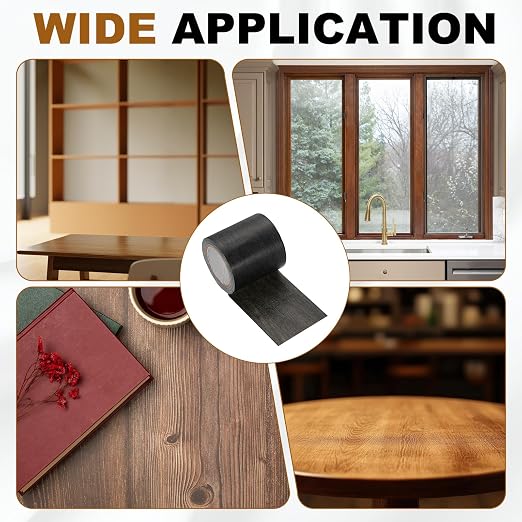 uxcell Wood Grain Repair Tape, 2.2" x 15ft Self Adhesive Wood Grain Colored Duct Tape Waterproof Repair Patch for Furniture Floor Scratch Fix, Baseboards, DIY Decor, Ebony Black
