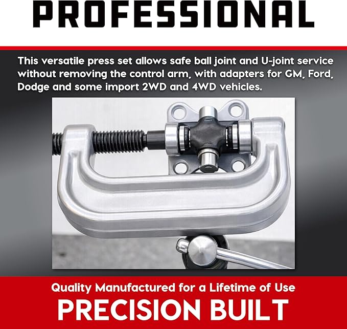 Powerbuilt Ball Joint Master Service Tool Kit, 10 Piece, Remove and Replace Ball Joints and U-Joints, Cars, Light Trucks, Storage Case - 940579, Black