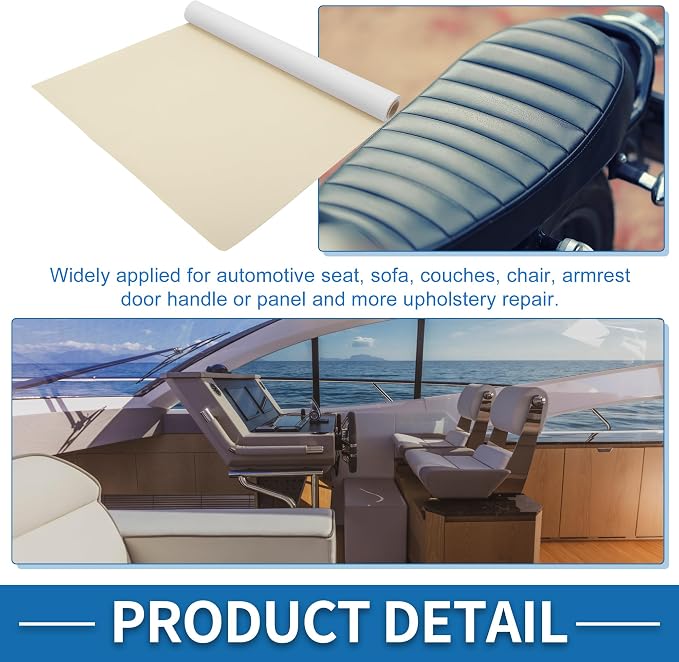Self Adhesive Leather Repair Patch Strong Stickiness 60"x16" Leather Repair Tape PU Leather Beige White 1 Pcs