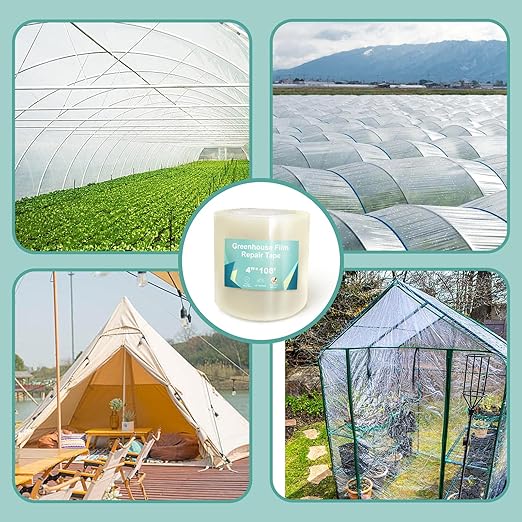 4Inch Heavy Duty Greenhouse Repair Tape 6.3Mil Thick 108Ft-UV & Waterproof PE Patch Tape for Greenhouse Plastic Film,Tents,Tarps-Instantly Fix Holes&Tears,-40°F to 190°F