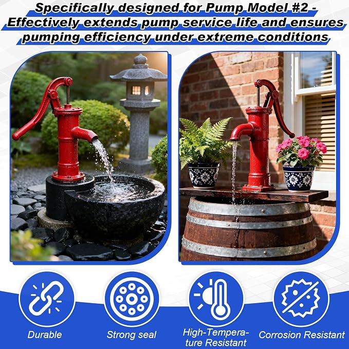 Pitcher Pump Repair Kit and Well Parts Set Compatible with Simmons 1160/PM500 and No. 2 Hand Pumps, Lower Valve Leathers, Pitcher Pump Cup Leathers, Check Valve Weight and Maintenance Kit