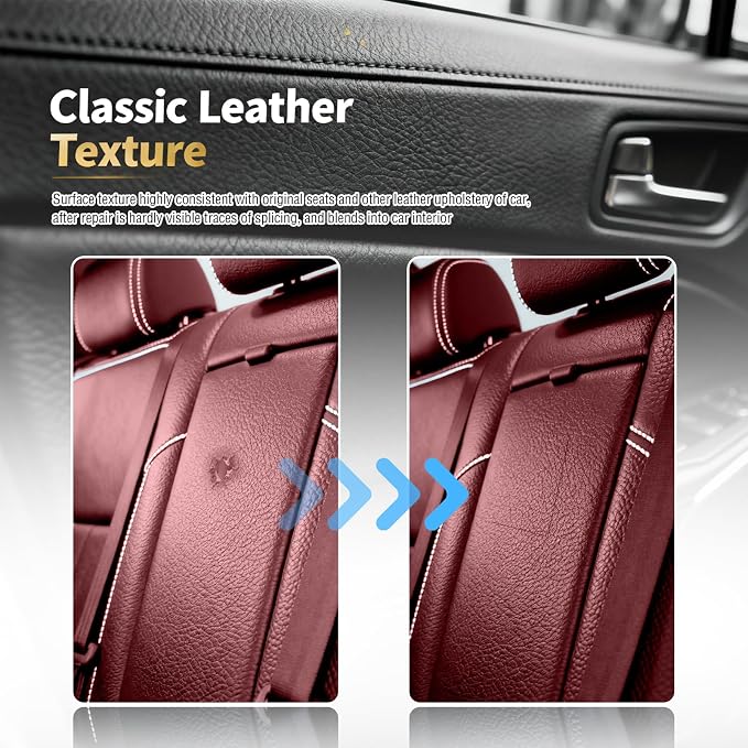 2PCS PU Leather Patch for Car Seat Repair,Self-Adhesive Leather Repair Patch Tape Vinyl Repairs Kit,Portable Car Leathers Repairs Kit for Cars Upholstery Seat,Furniture (Burgundy)