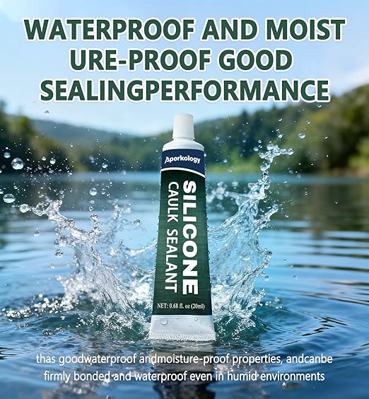 Clear Silicone Caulk Waterproof Silicone Sealant Stronger Adhesion Clear Caulk for Kitchen and Bathroom,Door, Window 0.68 fl.oz(20ml)*2