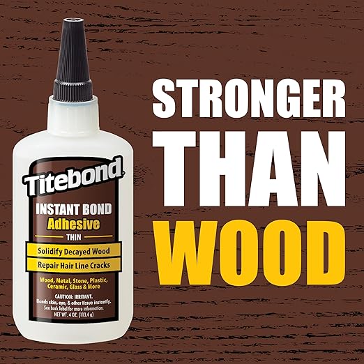 Titebond Instant Bond Thin Adhesive, 3-second Bond, Home Repair, Woodworking, Crafts, Hairline Cracks, Filling Wood Knots, 4 oz. 6202