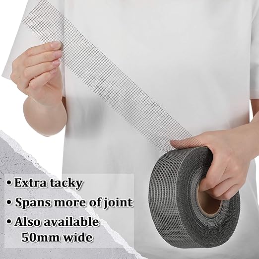 250 ft x 2 Inch Cement Board Joint Tape Self Adhesive Durable Gray Fiberglass Mesh Drywall Mesh Repair Tape for Cement Board Joints Repairing, Sealing and Strengthening